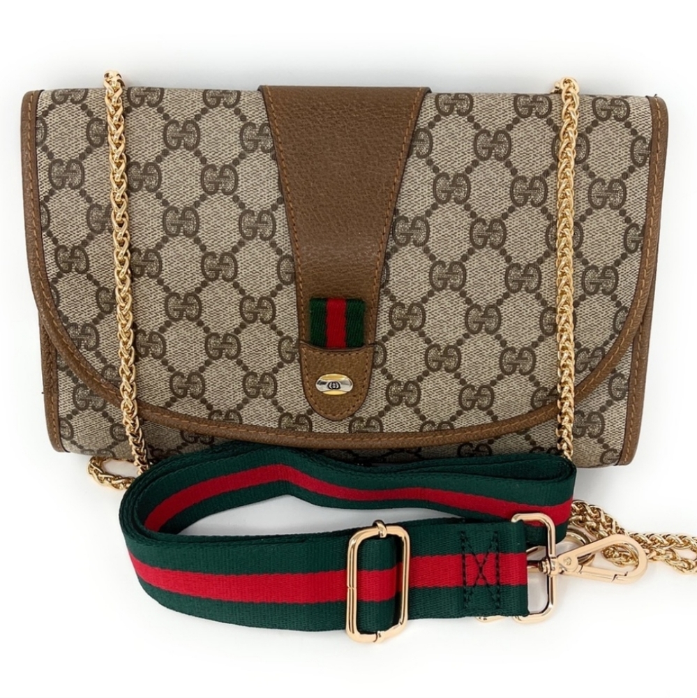 Gucci Clutch GG Sherry Line Crossbody Vintage Flap Clutch